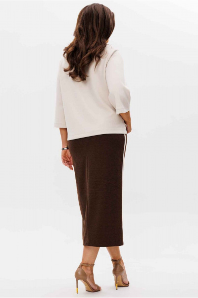 Блуза, юбка Mislana 1218 беж/коричневый_с_дизайном - фото 2