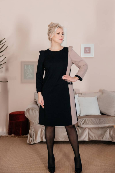 Платье ASV 2345 черно-бежевый - фото 3