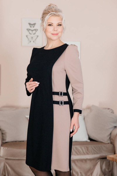 Платье ASV 2345 черно-бежевый - фото 1