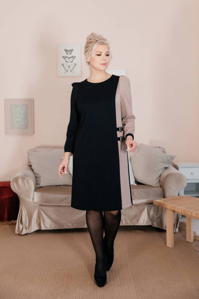 Платье ASV 2345 черно-бежевый - фото 2