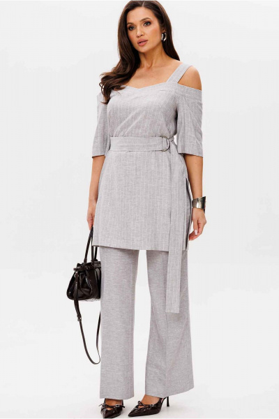 Блуза, брюки Mislana 11086 серый_открытые_плечи - фото 7