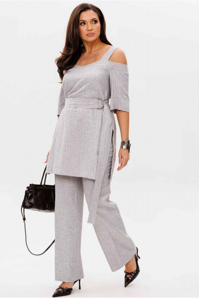 Блуза, брюки Mislana 11086 серый_открытые_плечи - фото 1
