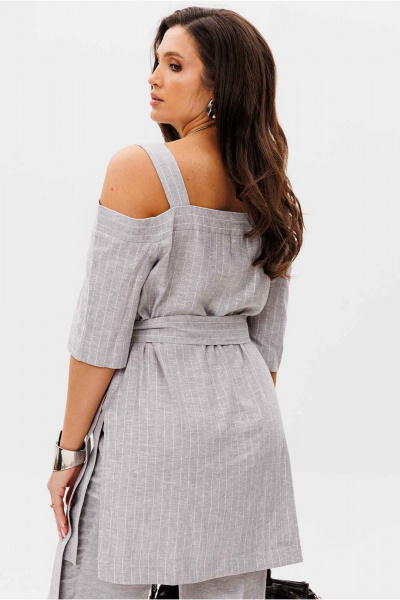 Блуза, брюки Mislana 11086 серый_открытые_плечи - фото 4