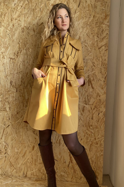 Платье милитари с накладными карманами и тесьмой Pavlova 090 - фото 2