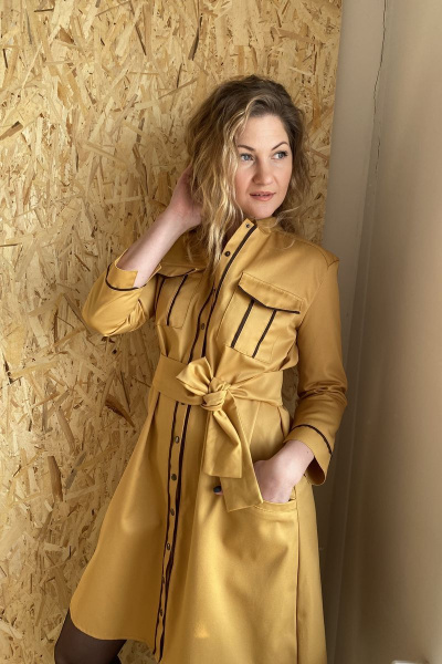 Платье милитари с накладными карманами и тесьмой Pavlova 090 - фото 4