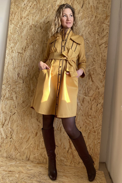 Платье милитари с накладными карманами и тесьмой Pavlova 090 - фото 1