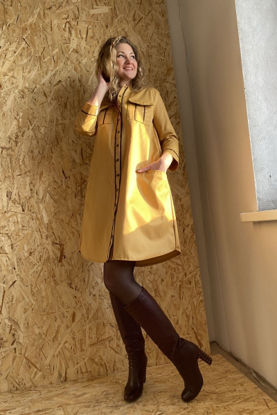 Платье милитари с накладными карманами и тесьмой Pavlova 090 - фото 6