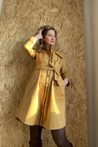 Платье милитари с накладными карманами и тесьмой Pavlova 090 - фото 3