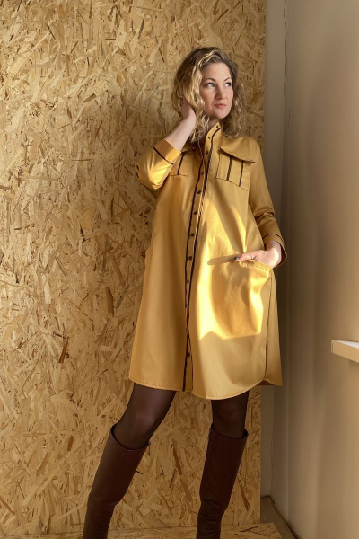 Платье милитари с накладными карманами и тесьмой Pavlova 090 - фото 5