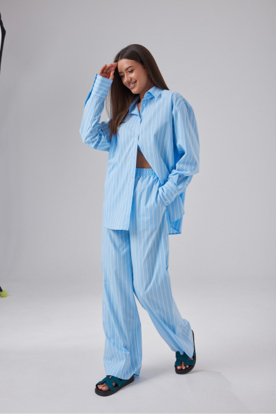 Брюки T.N.D М348 голубой - фото 4