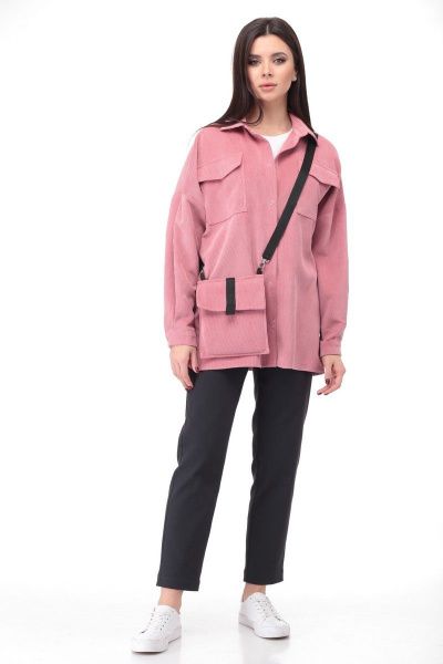 Рубашка с нагрудными карманами и съемной сумкой Angelina & Сompany 474/4 роза - фото 1