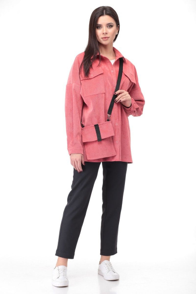 Рубашка свободного кроя с нагрудными карманами Angelina & Сompany 474/1 коралл - фото 1