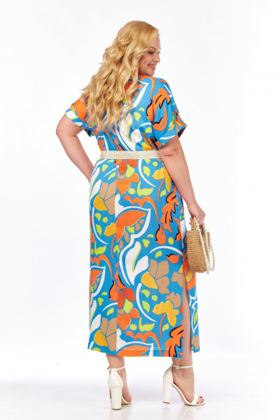 Платье БагираАнТа 1036 цветы_синий_фон - фото 6