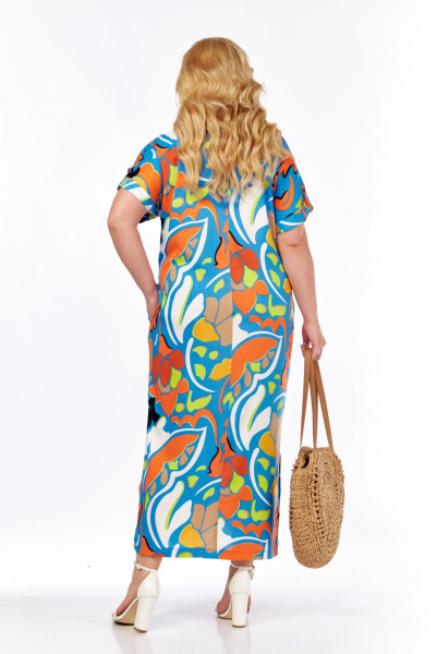 Платье БагираАнТа 1036 цветы_синий_фон - фото 7