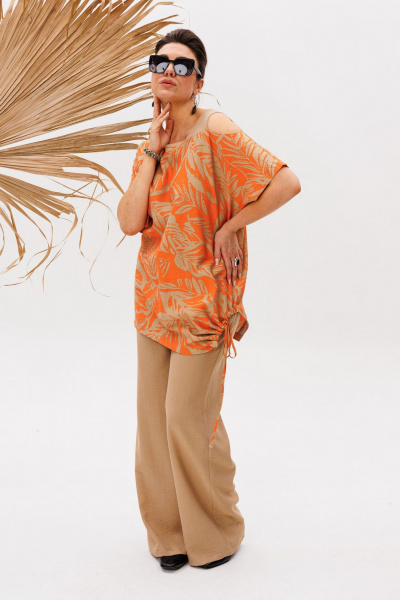 Блуза, брюки Anelli 1537 апельсиновый_капучино - фото 8
