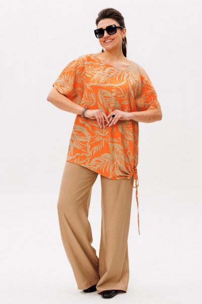 Блуза, брюки Anelli 1537 апельсиновый_капучино - фото 1