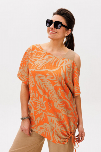 Блуза, брюки Anelli 1537 апельсиновый_капучино - фото 4