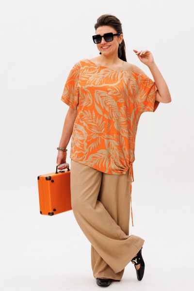 Блуза, брюки Anelli 1537 апельсиновый_капучино - фото 2