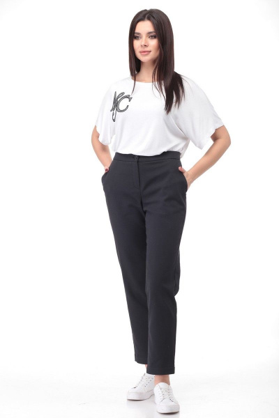 Брюки зауженные с высокой посадкой из джинсовой ткани Angelina & Сompany 478/3 черный - фото 1