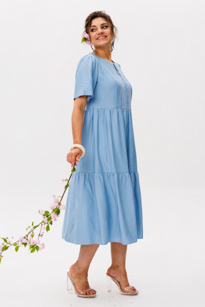 Платье Anelli 1604 голубое_кружево - фото 10