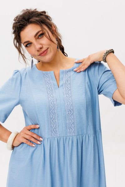 Платье Anelli 1604 голубое_кружево - фото 9