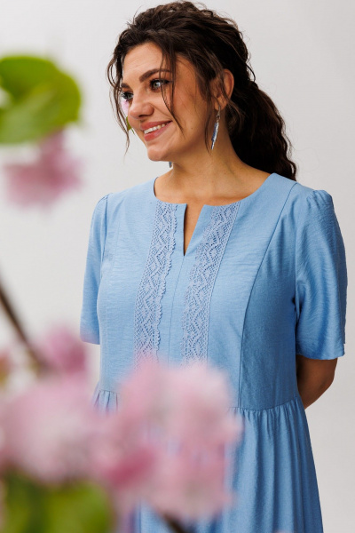 Платье Anelli 1604 голубое_кружево - фото 7