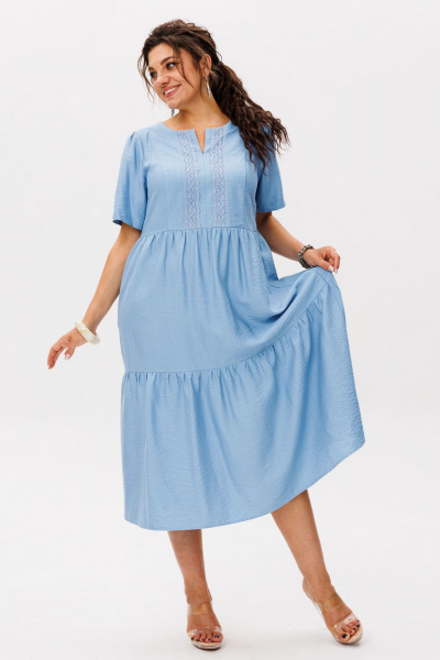 Платье Anelli 1604 голубое_кружево - фото 6