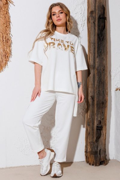 Брюки, футболка Faufilure C1387 молочный - фото 1