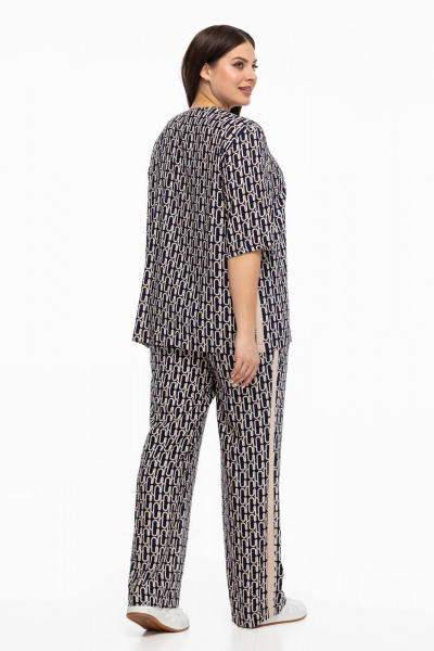 Блуза, брюки Avila 0999 бежево-синий - фото 6