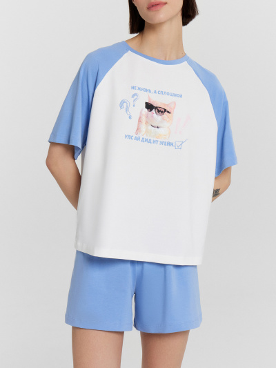 Футболка, шорты Mark Formelle 592535/24-33466ПП-16 белый_св.синий_печать_3_сл_на_пол - фото 12