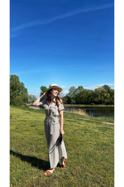 Платье ALIN 3002 бежево-белый - фото 4