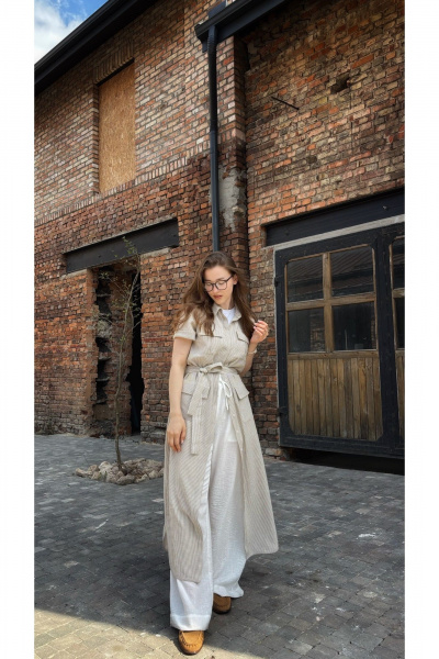 Платье ALIN 3002 бежево-белый - фото 1