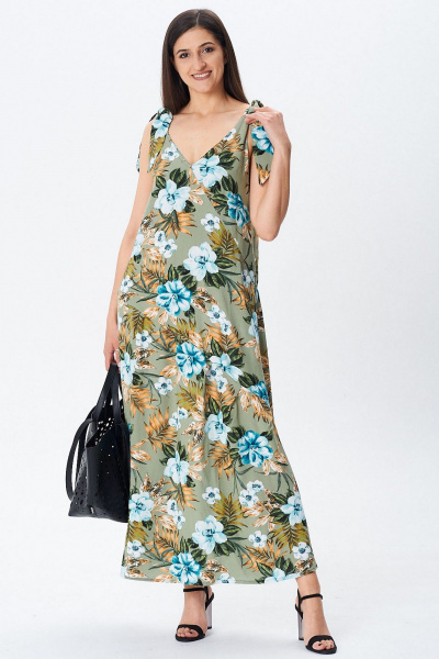 Сарафан Celentano lite 5046 оливково-зеленый/цветочный_принт - фото 1