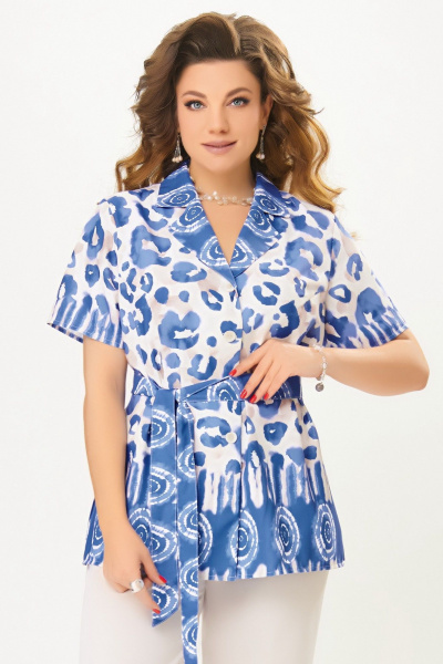 Блуза Fita 20711 бежево-синий - фото 2