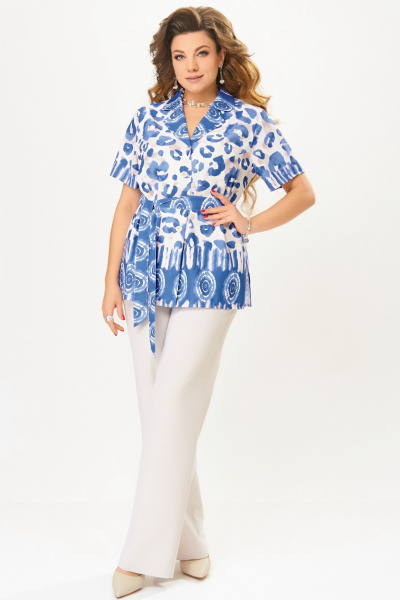 Блуза, брюки Fita 3082 бежево-синий - фото 3