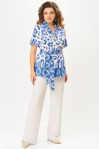 Блуза, брюки Fita 3082 бежево-синий - фото 2