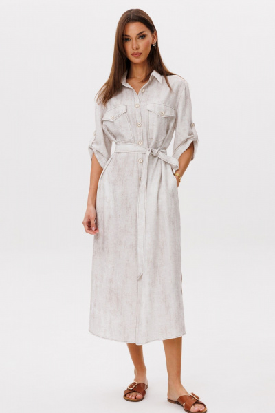 Платье Ларс Стиль 1098 молочно-бежевый_принт - фото 2