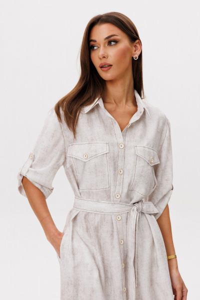 Платье Ларс Стиль 1098 молочно-бежевый_принт - фото 6