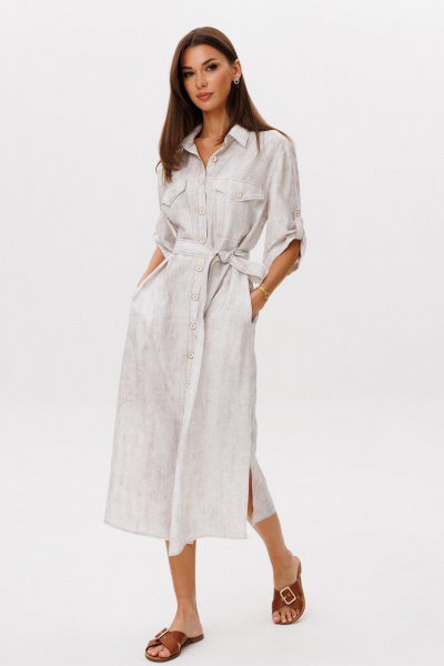 Платье Ларс Стиль 1098 молочно-бежевый_принт - фото 3