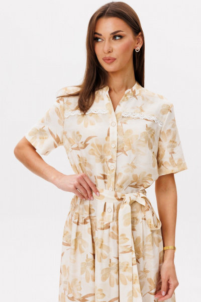 Платье Ларс Стиль 1101 молочно-бежевый_принт - фото 5