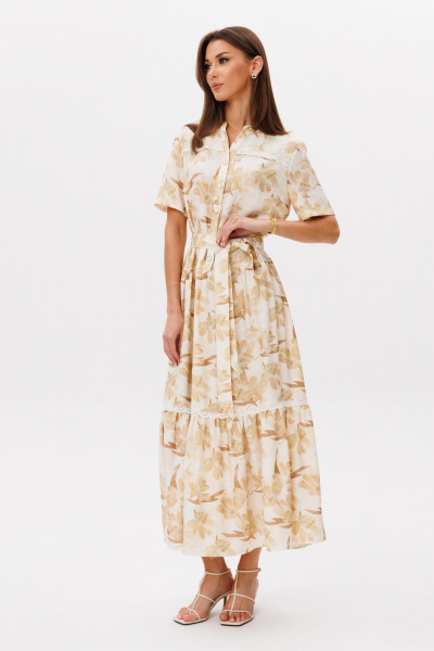 Платье Ларс Стиль 1101 молочно-бежевый_принт - фото 3