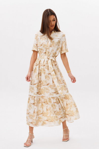 Платье Ларс Стиль 1101 молочно-бежевый_принт - фото 2