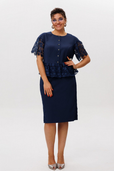 Жакет, юбка Anelli 1614 полуночный_сапфир - фото 1