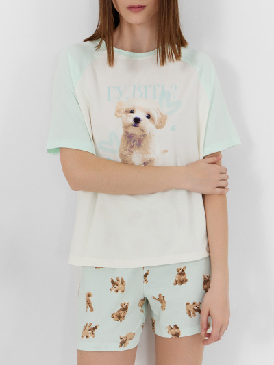 Футболка, шорты Mark Formelle 592535/24-33466ПП-16 св.молочный_собачки_на_св.мяте_3_сл_на_пол - фото 31