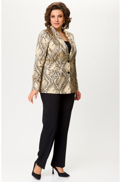 Брюки, жакет БелЭльСтиль 412-3_14_22+596-2_79_22 золото+черный - фото 3