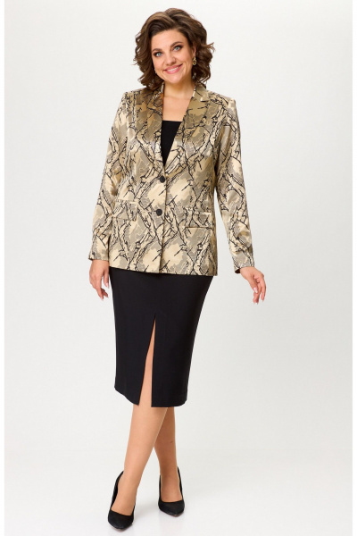 Жакет, юбка БелЭльСтиль 412-3_14_22+597-2_47_22 золото+черный - фото 5