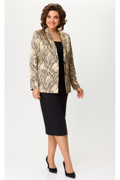 Жакет, юбка БелЭльСтиль 412-3_14_22+597-2_47_22 золото+черный - фото 2