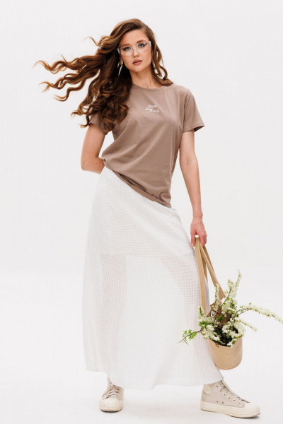 Футболка ERTANNO 2028 бежевый/капучино - фото 7