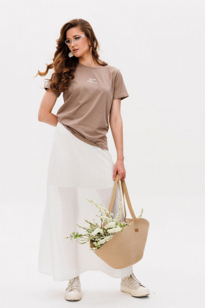 Футболка ERTANNO 2028 бежевый/капучино - фото 6