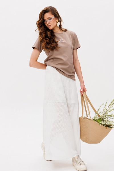 Футболка ERTANNO 2028 бежевый/капучино - фото 5